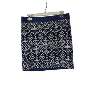 Pixley Size M Female Navy Blue Tenille Aztec Geometric Print Pencil Skirt Midi